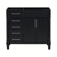 36 Inch Freestanding Bathroom Vanity Cabinet Solid Wood Frame With 2 Drawers And Tip-Out Drawer Height Adjustable Shelf No Sink Included