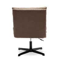 Teddy Fabric 360 Degree Swivel Accent Chair Adjustable Armless Wide Lounge Chair For Bedroom And Living Room Beige