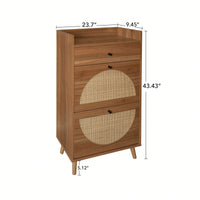Stylish Double Layer Shoe Rack With 2 Doors And 1 Drawer For Entryway Organization