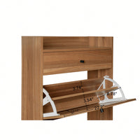 Stylish Double Layer Shoe Rack With 2 Doors And 1 Drawer For Entryway Organization