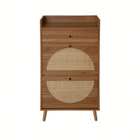 Stylish Double Layer Shoe Rack With 2 Doors And 1 Drawer For Entryway Organization