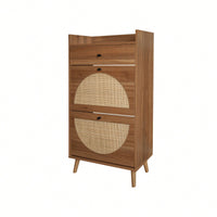 Stylish Double Layer Shoe Rack With 2 Doors And 1 Drawer For Entryway Organization