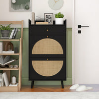 Stylish Double Layer Shoe Rack With 2 Doors And 1 Drawer For Entryway Organization