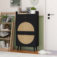 Stylish Double Layer Shoe Rack With 2 Doors And 1 Drawer For Entryway Organization