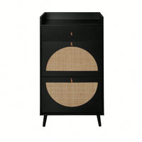 Stylish Double Layer Shoe Rack With 2 Doors And 1 Drawer For Entryway Organization
