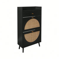Stylish Double Layer Shoe Rack With 2 Doors And 1 Drawer For Entryway Organization