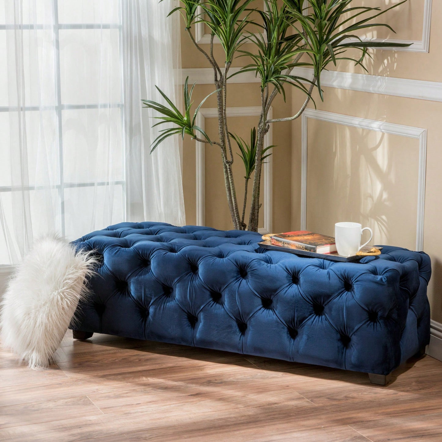 Elegant Ottoman For Living Room Or Bedroom With Plush Upholstery And Sturdy Design