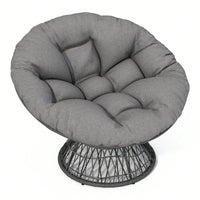 Ergonomic Wicker Swivel Chair With Thick Density Cushion And 3-Proof Cover For Living Room Bedroom Lounge Gray Base