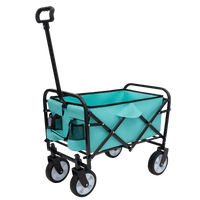 Collapsible Foldable Utility Wagon Cart With Strapping System For Beach Camping Shopping Gardening Fishing Supports 225lbs All-Terrain Wheels Blue