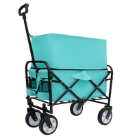 Collapsible Foldable Utility Wagon Cart With Strapping System For Beach Camping Shopping Gardening Fishing Supports 225lbs All-Terrain Wheels Blue