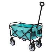 Collapsible Foldable Utility Wagon Cart With Strapping System For Beach Camping Shopping Gardening Fishing Supports 225lbs All-Terrain Wheels Blue