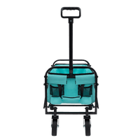 Collapsible Foldable Utility Wagon Cart With Strapping System For Beach Camping Shopping Gardening Fishing Supports 225lbs All-Terrain Wheels Blue