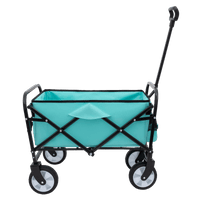Collapsible Foldable Utility Wagon Cart With Strapping System For Beach Camping Shopping Gardening Fishing Supports 225lbs All-Terrain Wheels Blue