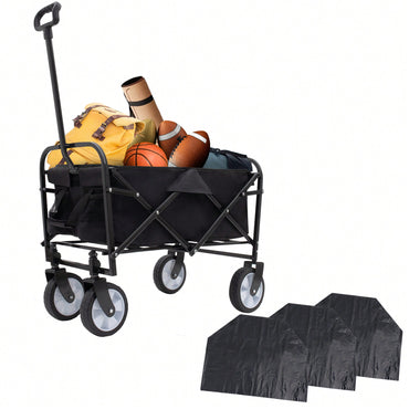 Collapsible Foldable Utility Wagon Cart With Strapping System For Beach Camping Shopping Gardening Fishing Supports 225lbs All-Terrain Wheels Blue