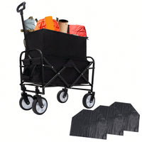 Collapsible Foldable Utility Wagon Cart With Strapping System For Beach Camping Shopping Gardening Fishing Supports 225lbs All-Terrain Wheels Blue