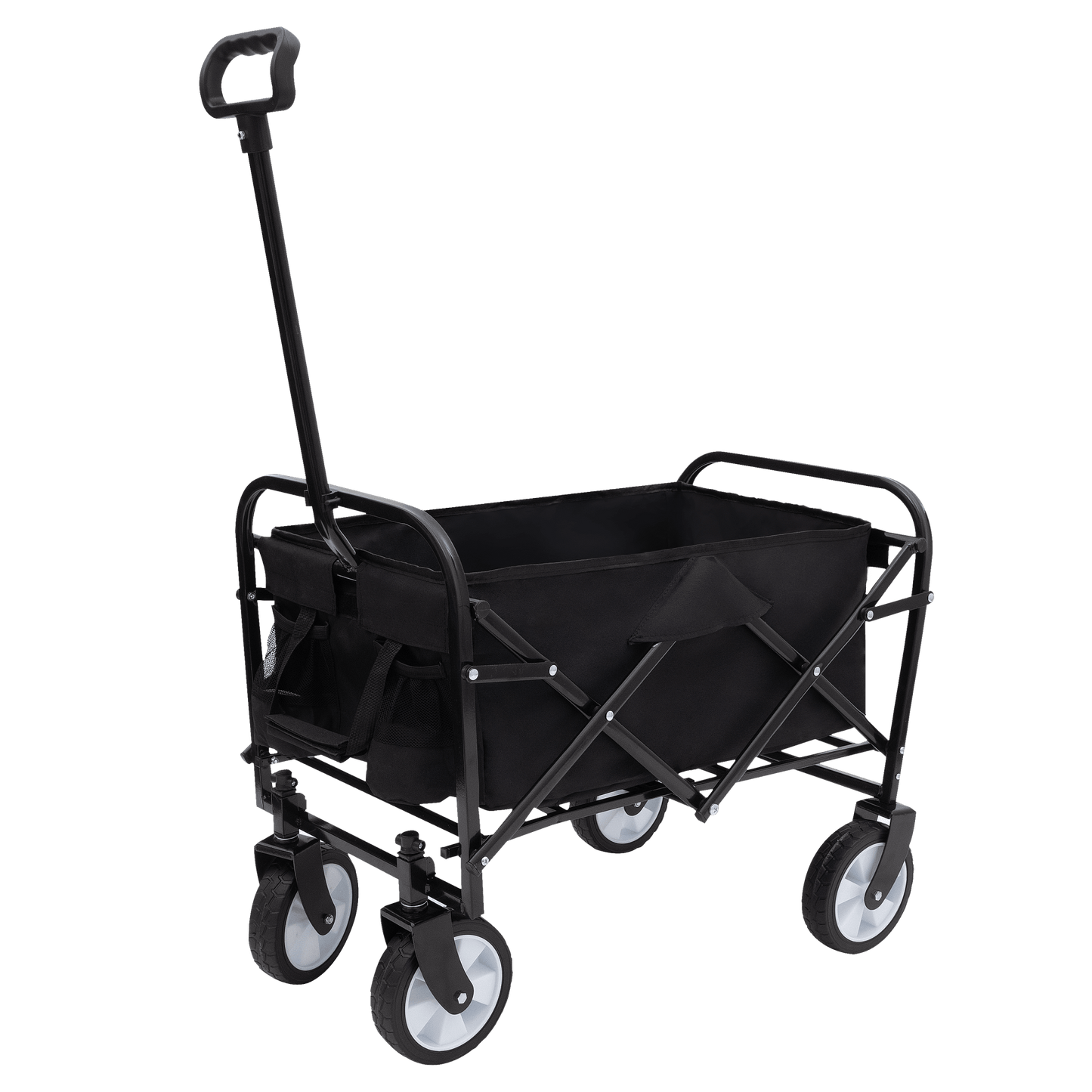 Collapsible Foldable Utility Wagon Cart With Strapping System For Beach Camping Shopping Gardening Fishing Supports 225lbs All-Terrain Wheels Blue