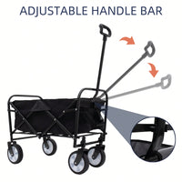 Collapsible Foldable Utility Wagon Cart With Strapping System For Beach Camping Shopping Gardening Fishing Supports 225lbs All-Terrain Wheels Blue