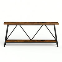 Extra Long 70.9 Inch Rustic Gray Console Table With 2 Tier Storage Shelves For Hallways Living Rooms And Entryways