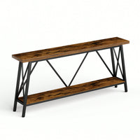 Extra Long 70.9 Inch Rustic Gray Console Table With 2 Tier Storage Shelves For Hallways Living Rooms And Entryways
