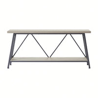 Extra Long 70.9 Inch Rustic Gray Console Table With 2 Tier Storage Shelves For Hallways Living Rooms And Entryways