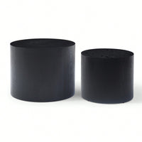 Nesting Round Coffee Table Set Of 2 For Living Room Office Bedroom MDF With Veneer Natural Finish Available In 4 Colors