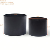 Nesting Round Coffee Table Set Of 2 For Living Room Office Bedroom MDF With Veneer Natural Finish Available In 4 Colors