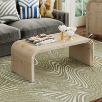 Curved Art Deco Minimalist Coffee Table For Living Room Or Dining Room Antique Black Finish