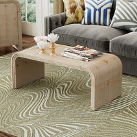 Curved Art Deco Minimalist Coffee Table For Living Room Or Dining Room Antique Black Finish