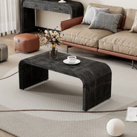 Curved Art Deco Minimalist Coffee Table For Living Room Or Dining Room Antique Black Finish