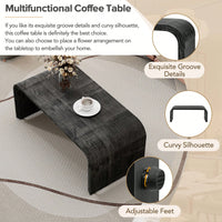 Curved Art Deco Minimalist Coffee Table For Living Room Or Dining Room Antique Black Finish