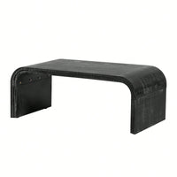 Curved Art Deco Minimalist Coffee Table For Living Room Or Dining Room Antique Black Finish