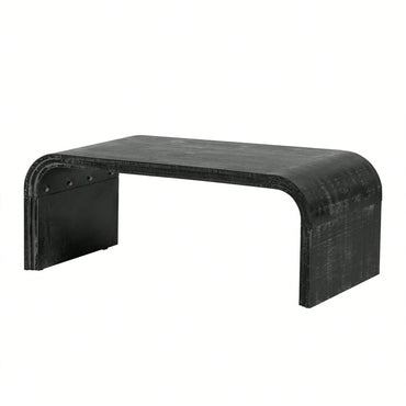 Curved Art Deco Minimalist Coffee Table For Living Room Or Dining Room Antique Black Finish