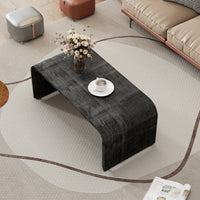 Curved Art Deco Minimalist Coffee Table For Living Room Or Dining Room Antique Black Finish