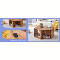 Hexagonal MDF Coffee Table With Unique Pattern Stickers And Multi-Hole Design For Enhanced Storage And Versatile Style