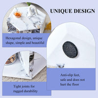Hexagonal MDF Coffee Table With Unique Pattern Stickers And Multi-Hole Design For Enhanced Storage And Versatile Style