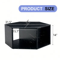 Hexagonal MDF Coffee Table With Unique Pattern Stickers And Multi-Hole Design For Enhanced Storage And Versatile Style