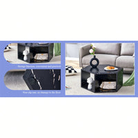 Hexagonal MDF Coffee Table With Unique Pattern Stickers And Multi-Hole Design For Enhanced Storage And Versatile Style
