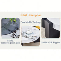 Modern Double-Layer Round Coffee Table With Transparent Gray Glass Top And Black MDF L-Shaped Legs Flexible Detachable Design