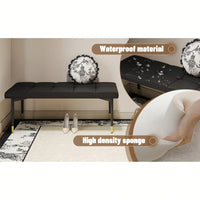 Multifunctional 47 Inch Black Shoe Bench With Faux PU Cushion And Sturdy Metal Legs For Bedroom Fitting Room Storage Room Dining Room And Living Room