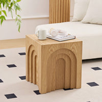 15.74 Inch Square Accent Coffee Table For Living Room And Bedroom Natural Wood Finish