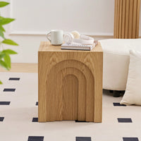 15.74 Inch Square Accent Coffee Table For Living Room And Bedroom Natural Wood Finish