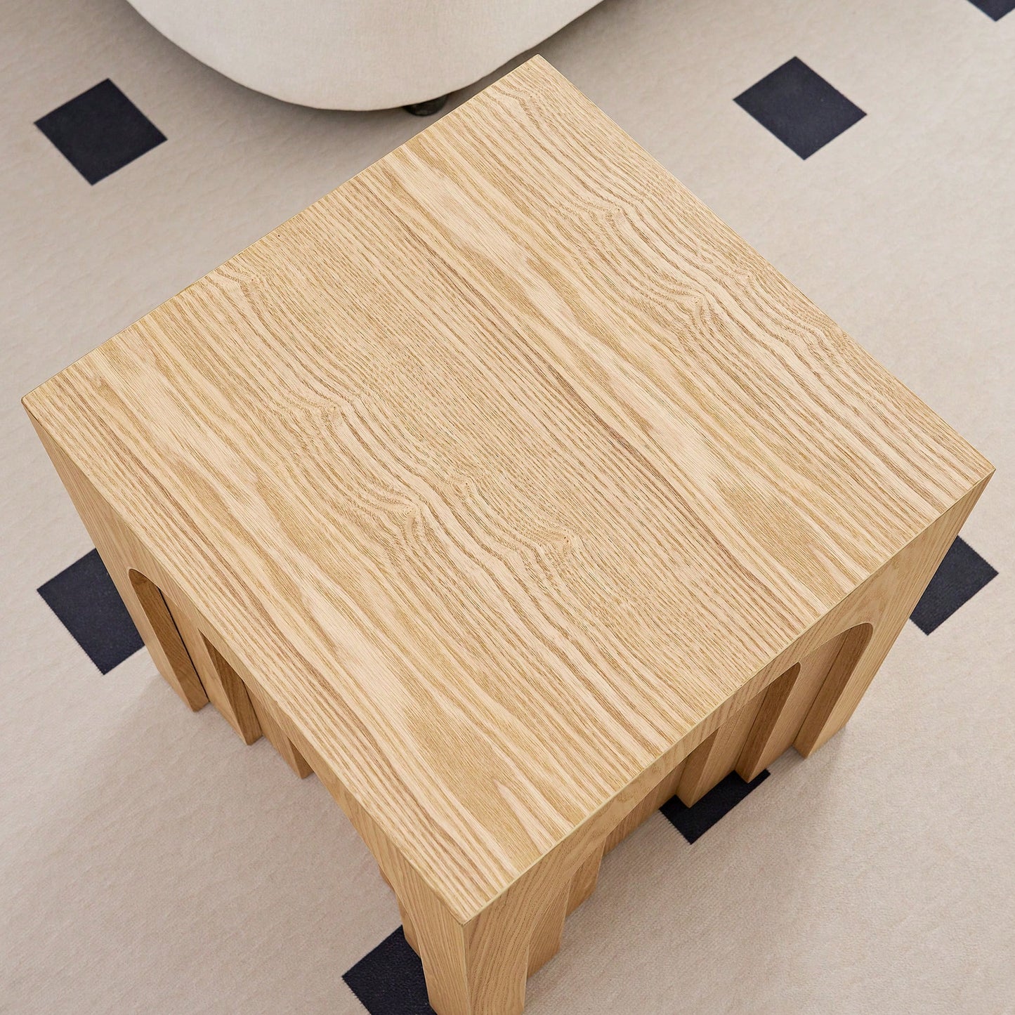 15.74 Inch Square Accent Coffee Table For Living Room And Bedroom Natural Wood Finish