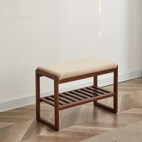 Walnut Solid Wood Shoe Bench With Beech Wood Storage Rack And High Rebound Sponge Cushion