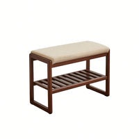 Walnut Solid Wood Shoe Bench With Beech Wood Storage Rack And High Rebound Sponge Cushion