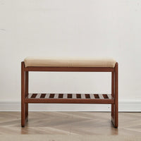 Walnut Solid Wood Shoe Bench With Beech Wood Storage Rack And High Rebound Sponge Cushion