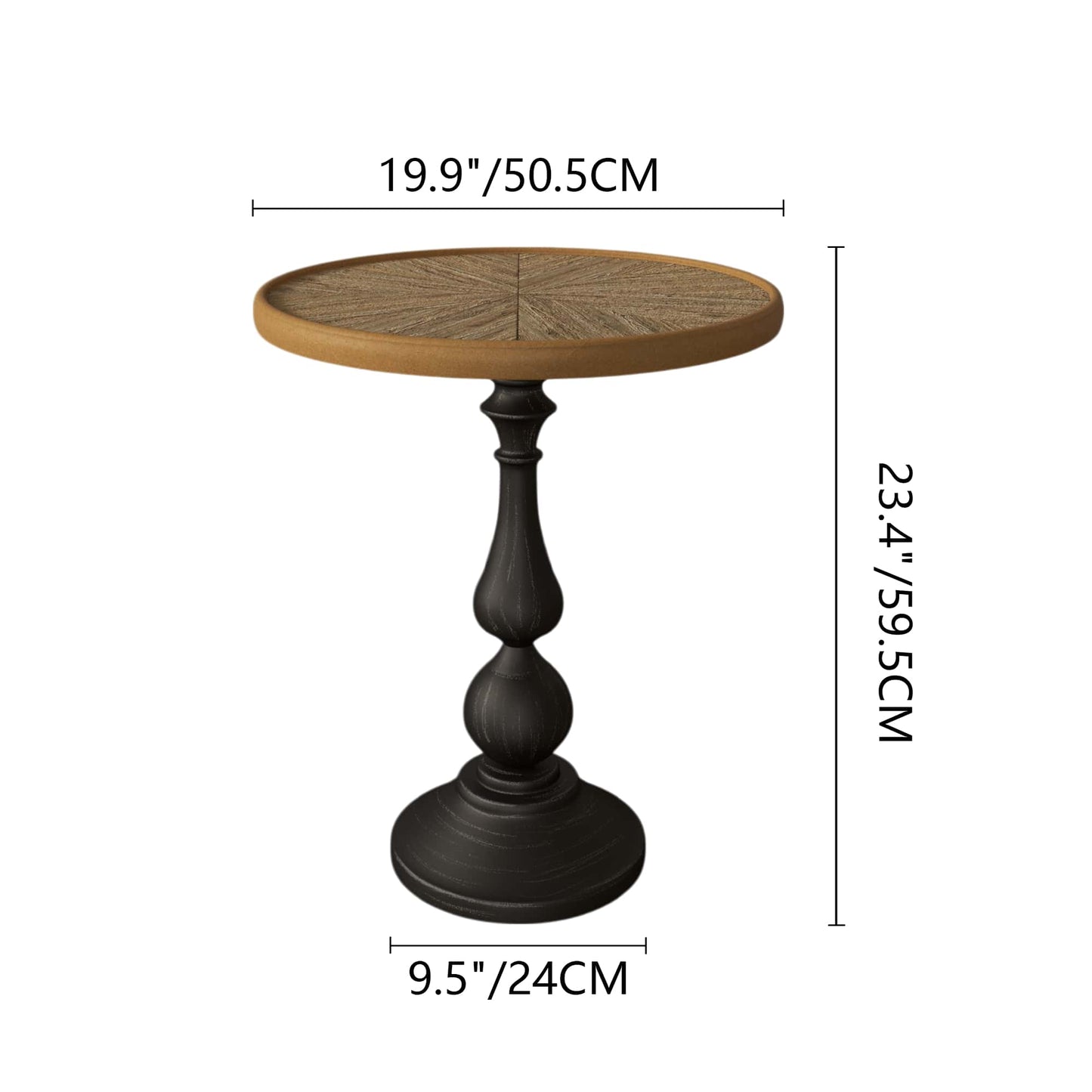 Retro Wooden Round Side Table For Living Room And Restaurant Accent Decor