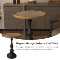 Retro Wooden Round Side Table For Living Room And Restaurant Accent Decor