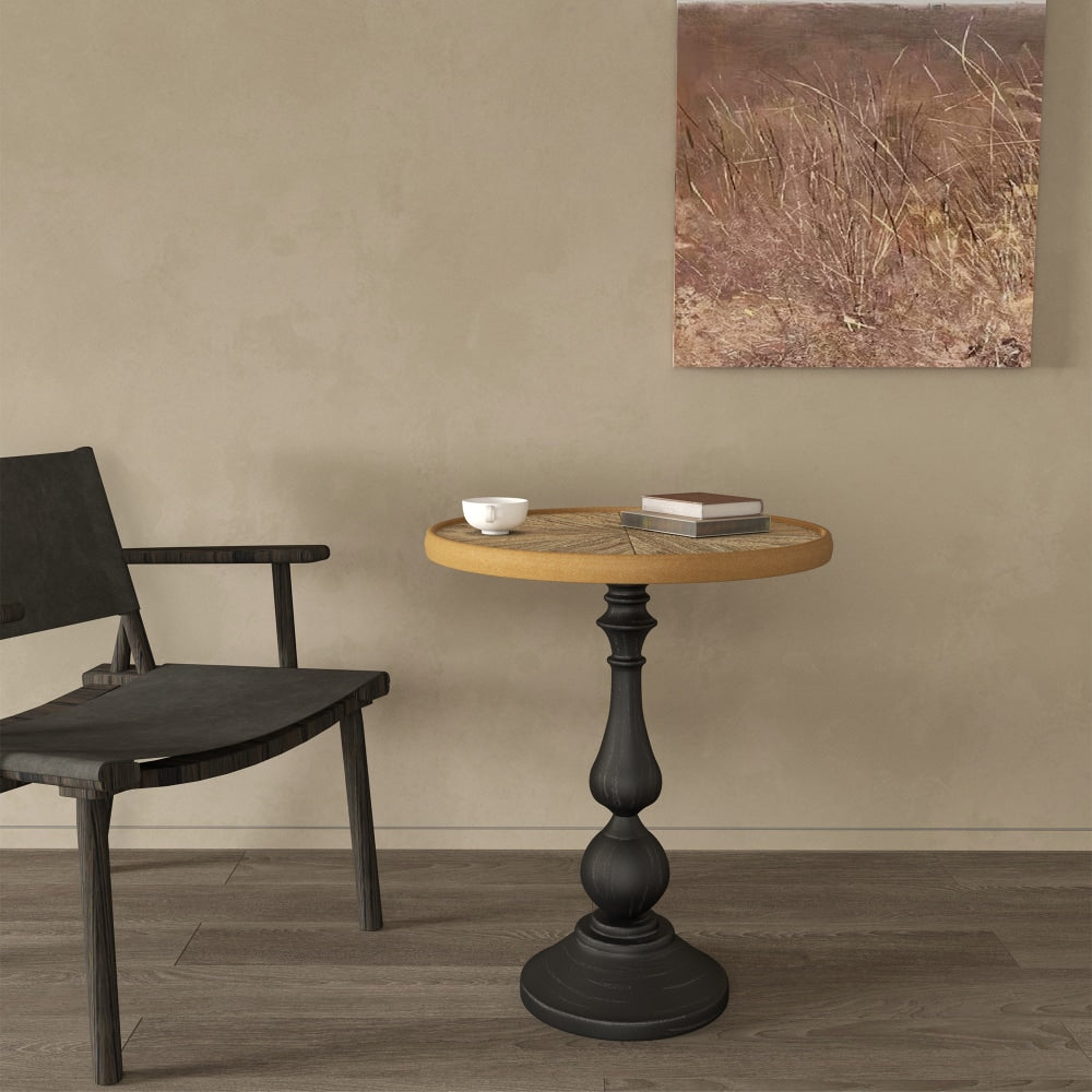 Retro Wooden Round Side Table For Living Room And Restaurant Accent Decor