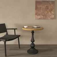 Retro Wooden Round Side Table For Living Room And Restaurant Accent Decor