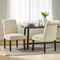 Set Of 2 Tufted Dining Rolltop Chairs For Elegant Home Decor